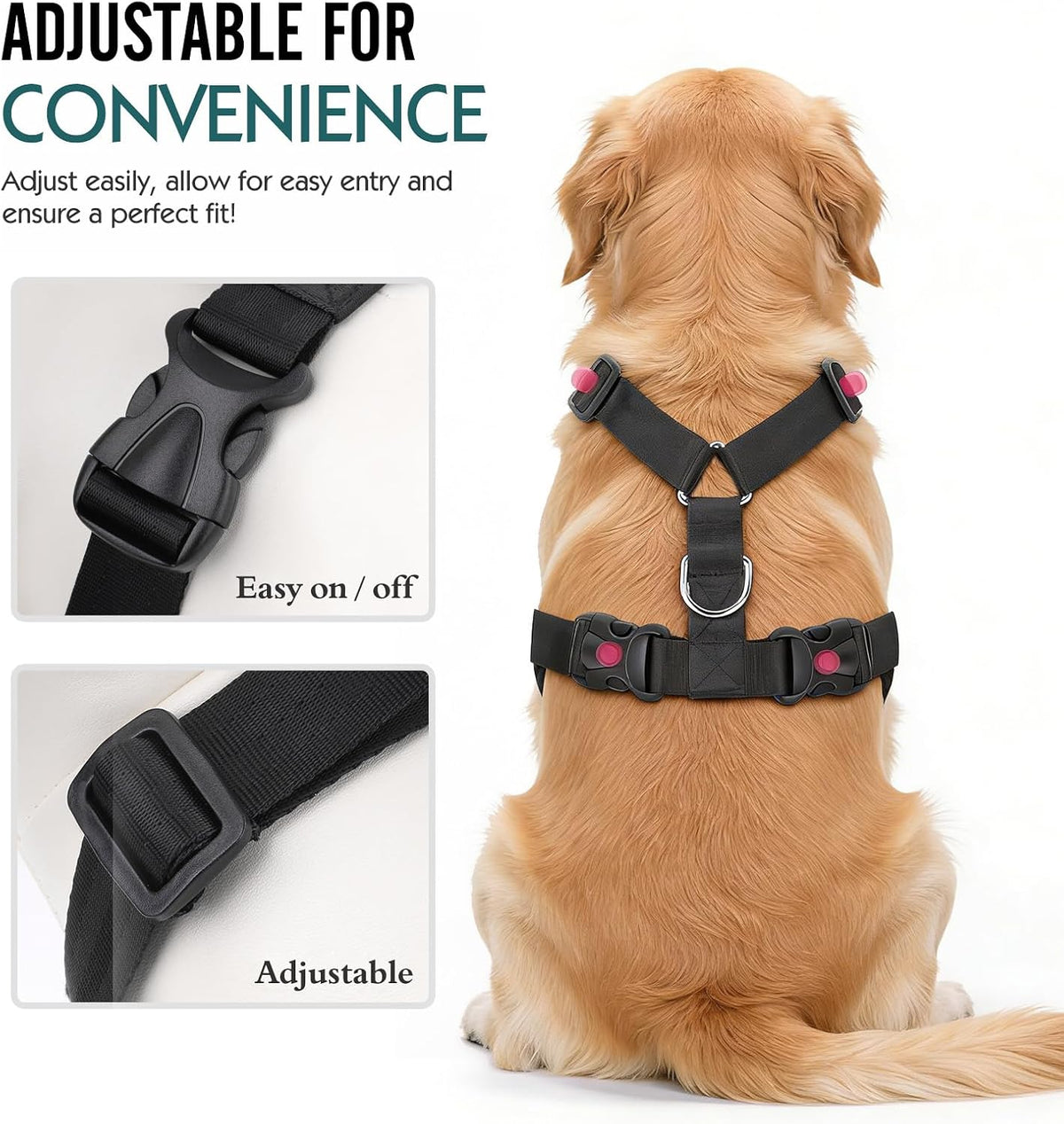 Dog Seat Belt Harness for Car, Seatbelt Harness with 2 in 1 Buckle