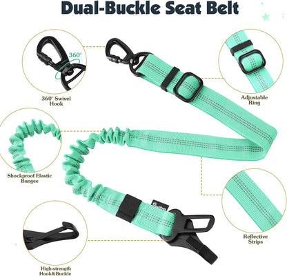Dog Seat Belt Harness for Car, Seatbelt Harness with 2 in 1 Buckle