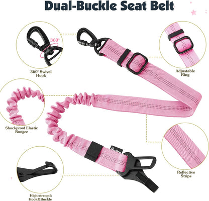 Dog Seat Belt Harness for Car, Seatbelt Harness with 2 in 1 Buckle