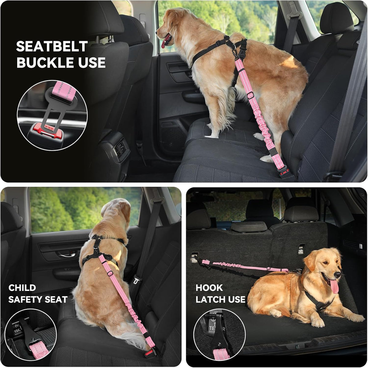 Dog Seat Belt Harness for Car, Seatbelt Harness with 2 in 1 Buckle
