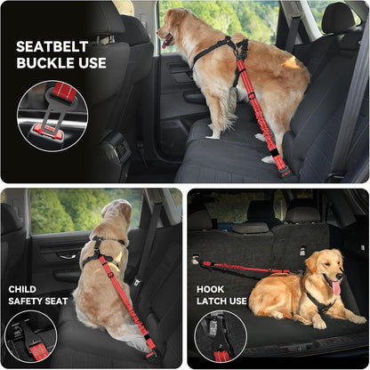 Dog Seat Belt Harness for Car, Seatbelt Harness with 2 in 1 Buckle