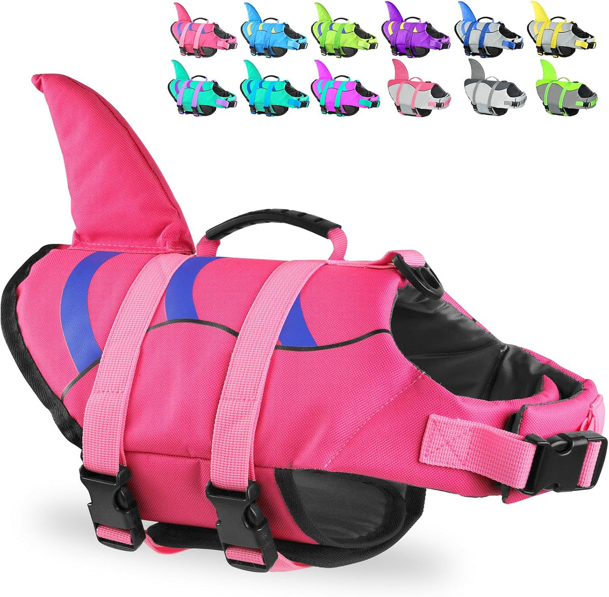 Dog Life Jacket Shark, Dog Life Vest Adjustable Ripstop, Dog Swimming Safety Vest with Superior Buoyancy & Rescue Handle for Small Medium Large Dogs, Swim, Pool, Beach, Boating