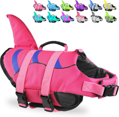 Dog Life Jacket Shark, Dog Life Vest Adjustable Ripstop, Dog Swimming Safety Vest with Superior Buoyancy & Rescue Handle for Small Medium Large Dogs, Swim, Pool, Beach, Boating