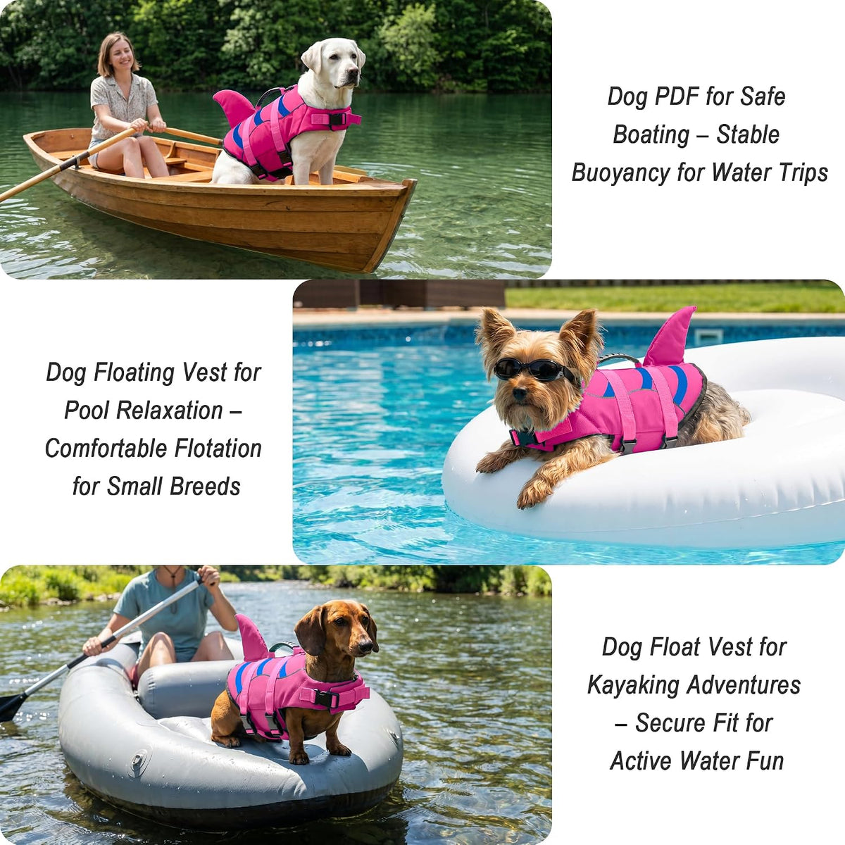 Dog Life Jacket Shark, Dog Life Vest Adjustable Ripstop, Dog Swimming Safety Vest with Superior Buoyancy & Rescue Handle for Small Medium Large Dogs, Swim, Pool, Beach, Boating