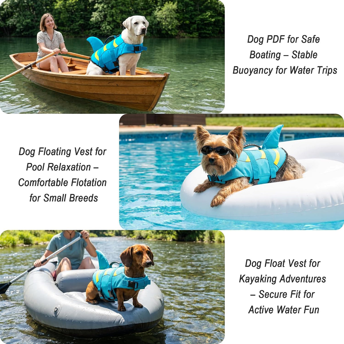 Dog Life Jacket Shark, Dog Life Vest Adjustable Ripstop, Dog Swimming Safety Vest with Superior Buoyancy & Rescue Handle for Small Medium Large Dogs, Swim, Pool, Beach, Boating
