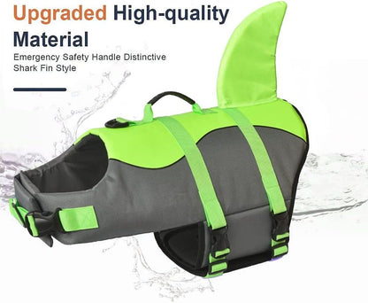 Dog Life Jacket Shark, Dog Life Vest Adjustable Ripstop, Dog Swimming Safety Vest with Superior Buoyancy & Rescue Handle for Small Medium Large Dogs, Swim, Pool, Beach, Boating