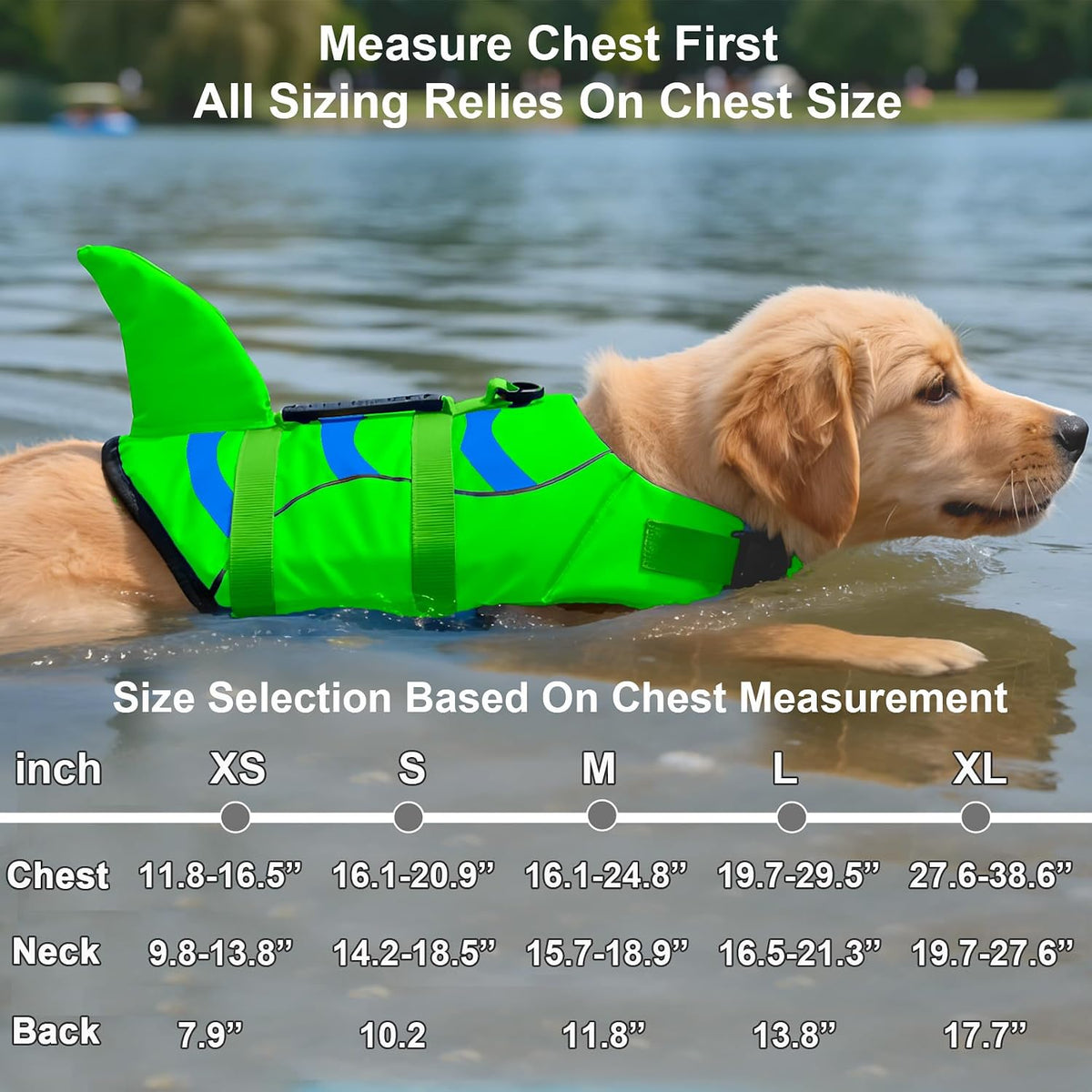Dog Life Jacket Shark, Dog Life Vest Adjustable Ripstop, Dog Swimming Safety Vest with Superior Buoyancy & Rescue Handle for Small Medium Large Dogs, Swim, Pool, Beach, Boating