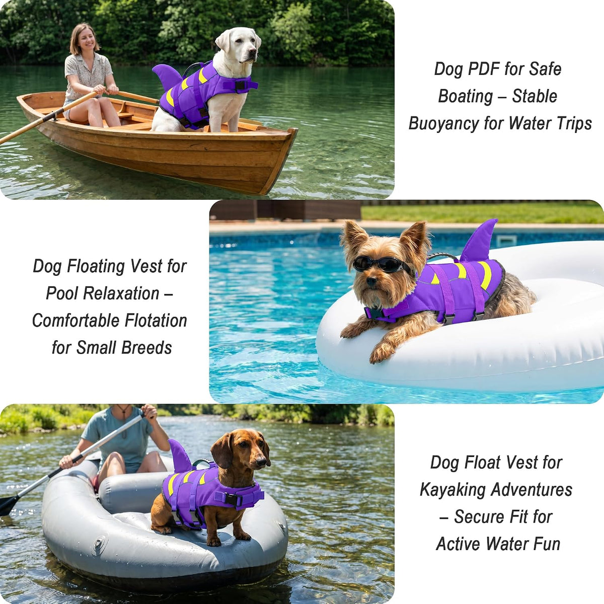 Dog Life Jacket Shark, Dog Life Vest Adjustable Ripstop, Dog Swimming Safety Vest with Superior Buoyancy & Rescue Handle for Small Medium Large Dogs, Swim, Pool, Beach, Boating