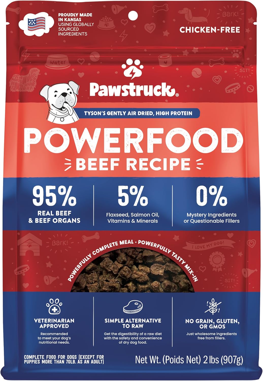 Air Dried Dog Food Beef Recipe, Vet Recommended, Made in USA, 2lb