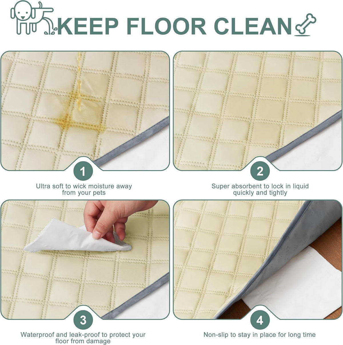 Reusable Washable Pee Pads for Dogs Large/Extra Large 36'' x 41'', Absorbent Pet Puppy Dog Training Pads Non-Slip, Waterproof Whelping Potty Pads for Dogs Leak-Proof