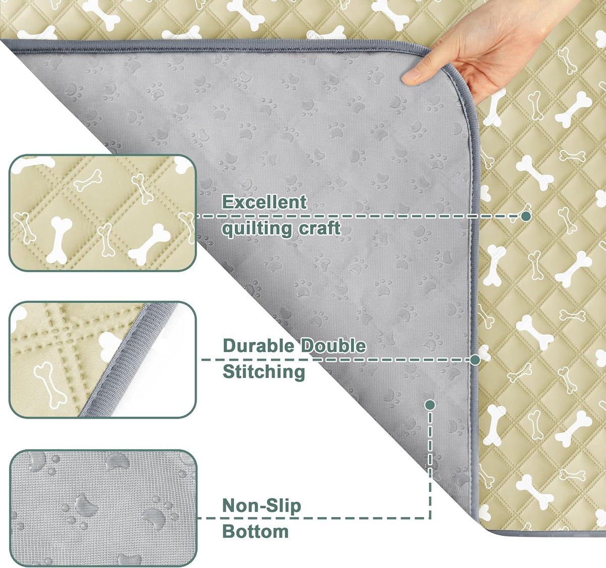 Reusable Washable Pee Pads for Dogs Large/Extra Large 36'' x 41'', Absorbent Pet Puppy Dog Training Pads Non-Slip, Waterproof Whelping Potty Pads for Dogs Leak-Proof