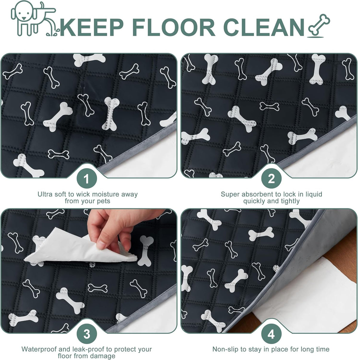 Reusable Washable Pee Pads for Dogs Large/Extra Large 36'' x 41'', Absorbent Pet Puppy Dog Training Pads Non-Slip, Waterproof Whelping Potty Pads for Dogs Leak-Proof