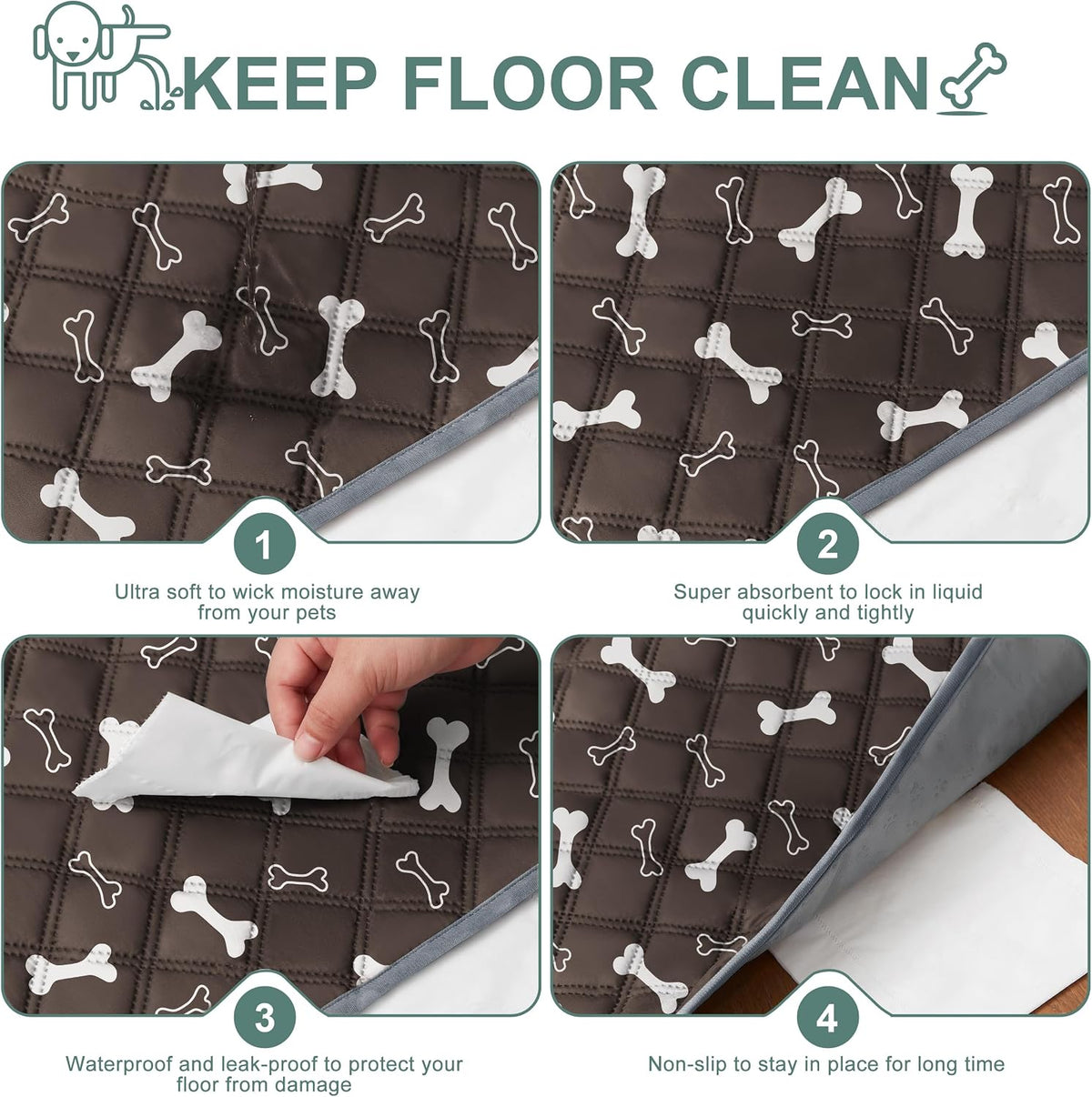 Reusable Washable Pee Pads for Dogs Large/Extra Large 36'' x 41'', Absorbent Pet Puppy Dog Training Pads Non-Slip, Waterproof Whelping Potty Pads for Dogs Leak-Proof