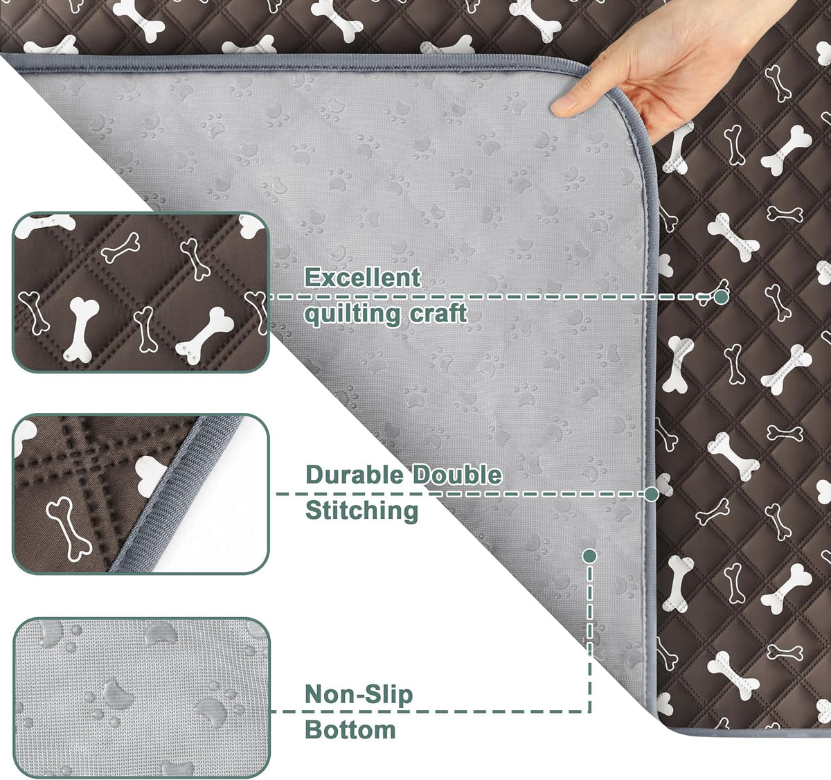 Reusable Washable Pee Pads for Dogs Large/Extra Large 36'' x 41'', Absorbent Pet Puppy Dog Training Pads Non-Slip, Waterproof Whelping Potty Pads for Dogs Leak-Proof