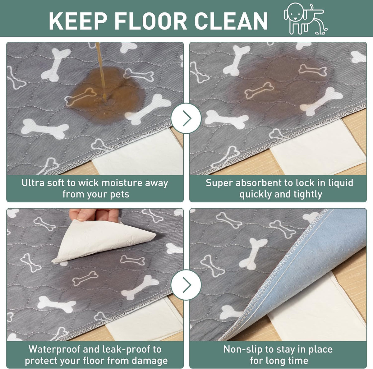 Reusable Washable Pee Pads for Dogs Large/Extra Large 36'' x 41'', Absorbent Pet Puppy Dog Training Pads Non-Slip, Waterproof Whelping Potty Pads for Dogs Leak-Proof