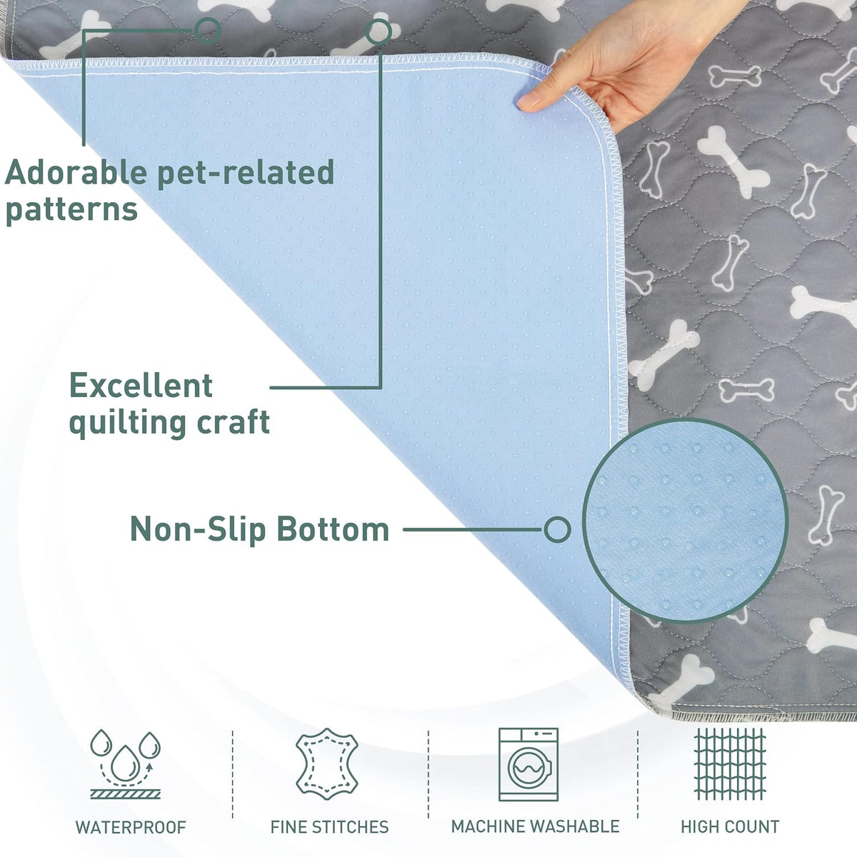Reusable Washable Pee Pads for Dogs Large/Extra Large 36'' x 41'', Absorbent Pet Puppy Dog Training Pads Non-Slip, Waterproof Whelping Potty Pads for Dogs Leak-Proof