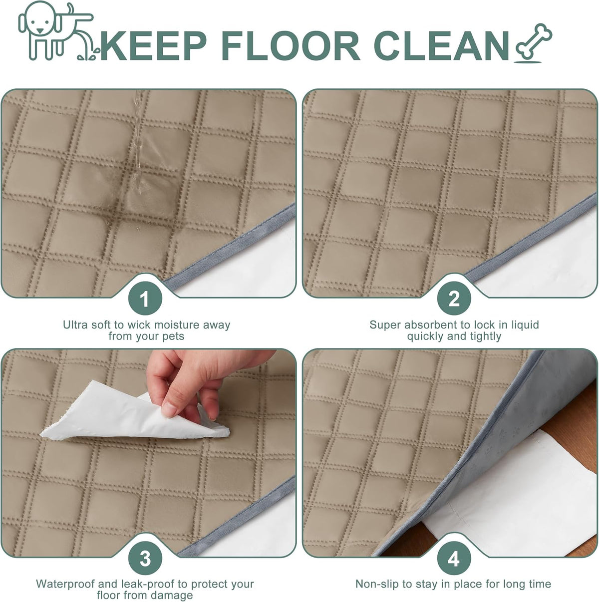 Reusable Washable Pee Pads for Dogs Large/Extra Large 36'' x 41'', Absorbent Pet Puppy Dog Training Pads Non-Slip, Waterproof Whelping Potty Pads for Dogs Leak-Proof