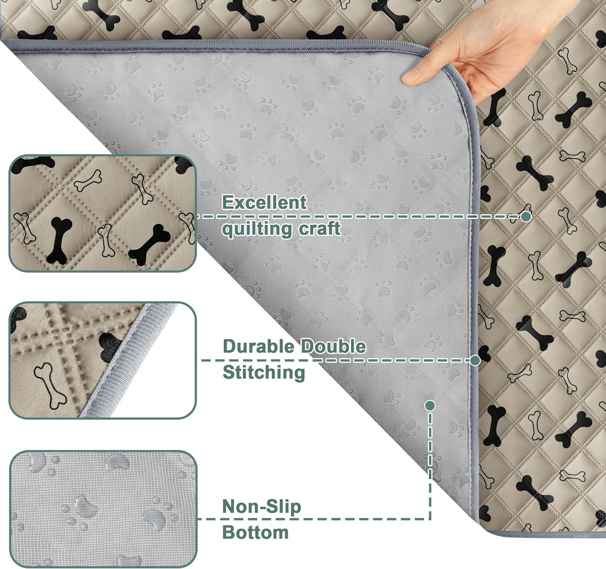Reusable Washable Pee Pads for Dogs Large/Extra Large 36'' x 41'', Absorbent Pet Puppy Dog Training Pads Non-Slip, Waterproof Whelping Potty Pads for Dogs Leak-Proof