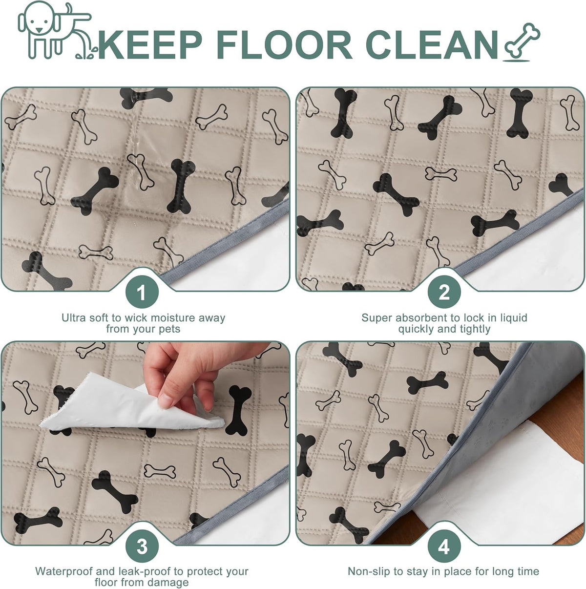 Reusable Washable Pee Pads for Dogs Large/Extra Large 36'' x 41'', Absorbent Pet Puppy Dog Training Pads Non-Slip, Waterproof Whelping Potty Pads for Dogs Leak-Proof