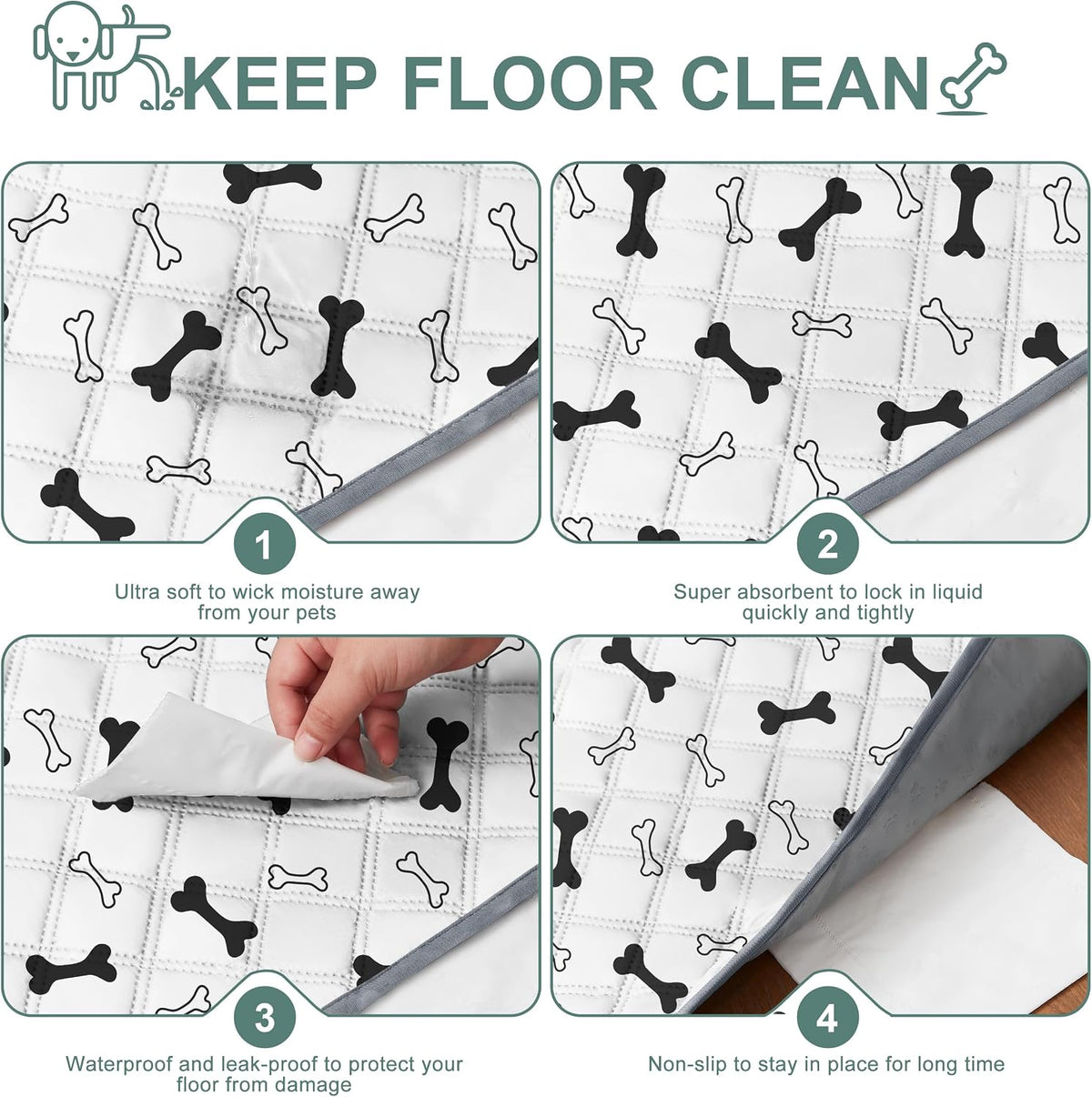 Reusable Washable Pee Pads for Dogs Large/Extra Large 36'' x 41'', Absorbent Pet Puppy Dog Training Pads Non-Slip, Waterproof Whelping Potty Pads for Dogs Leak-Proof