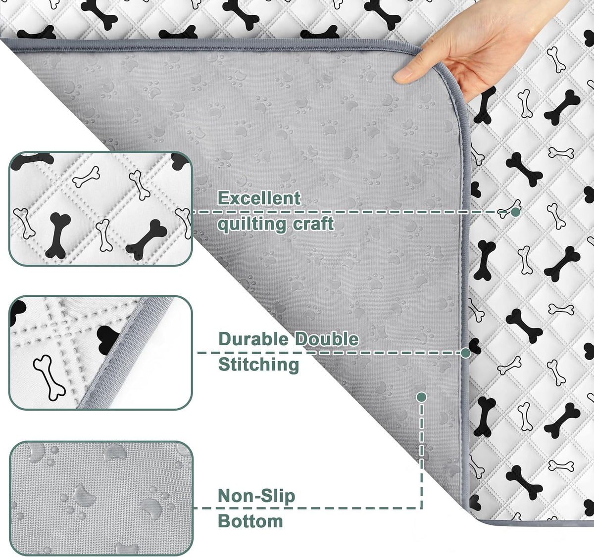 Reusable Washable Pee Pads for Dogs Large/Extra Large 36'' x 41'', Absorbent Pet Puppy Dog Training Pads Non-Slip, Waterproof Whelping Potty Pads for Dogs Leak-Proof