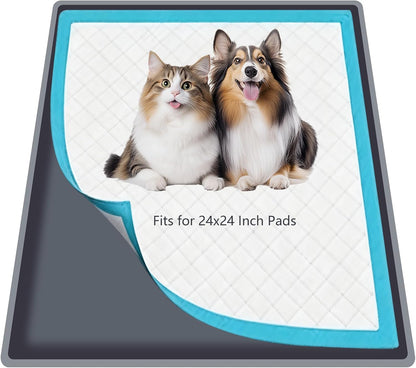Silicone Dog Pee Pad Holder for 24 x 24 in Pads, Leak-Proof Tray