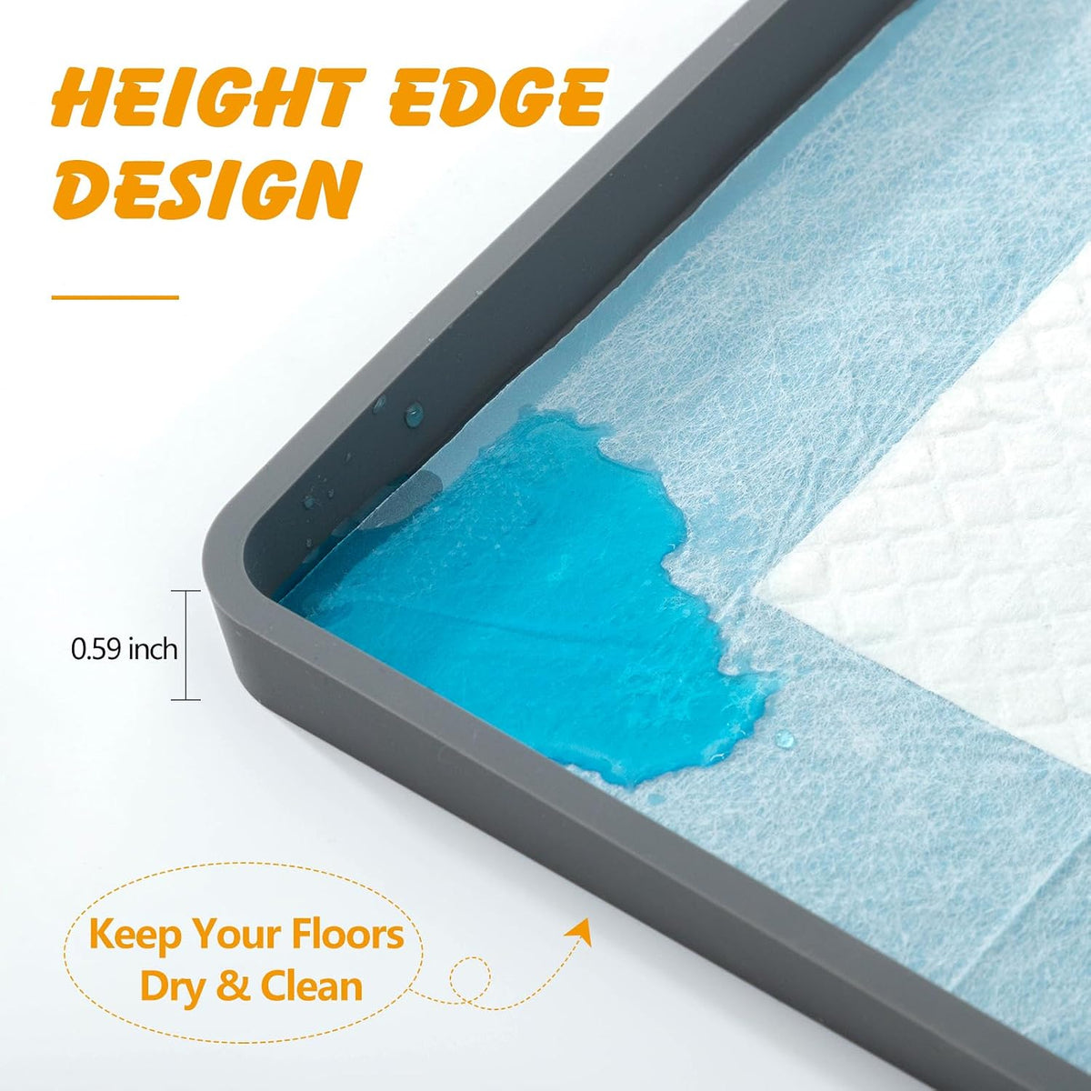 Silicone Dog Pee Pad Holder for 24 x 24 in Pads, Leak-Proof Tray