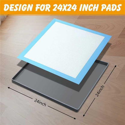 Silicone Dog Pee Pad Holder for 24 x 24 in Pads, Leak-Proof Tray
