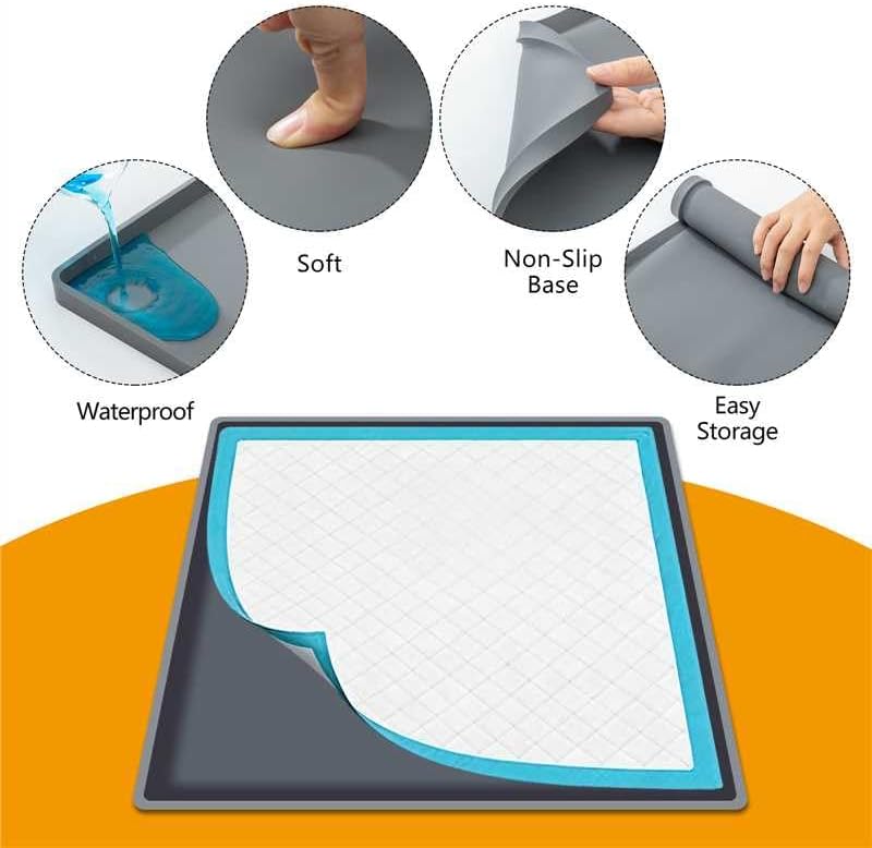 Silicone Dog Pee Pad Holder for 24 x 24 in Pads, Leak-Proof Tray