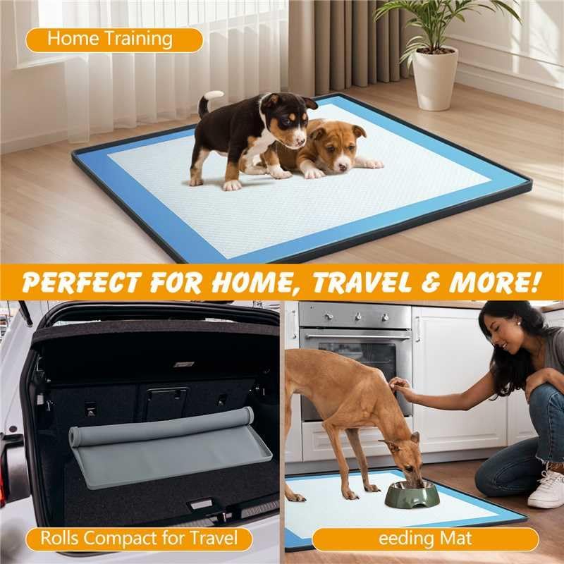 Silicone Dog Pee Pad Holder for 24 x 24 in Pads, Leak-Proof Tray