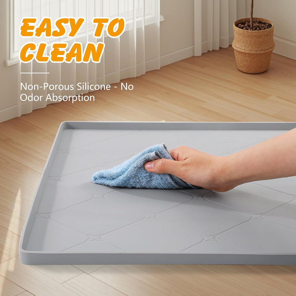 Silicone Dog Pee Pad Holder for 24 x 24 in Pads, Leak-Proof Tray