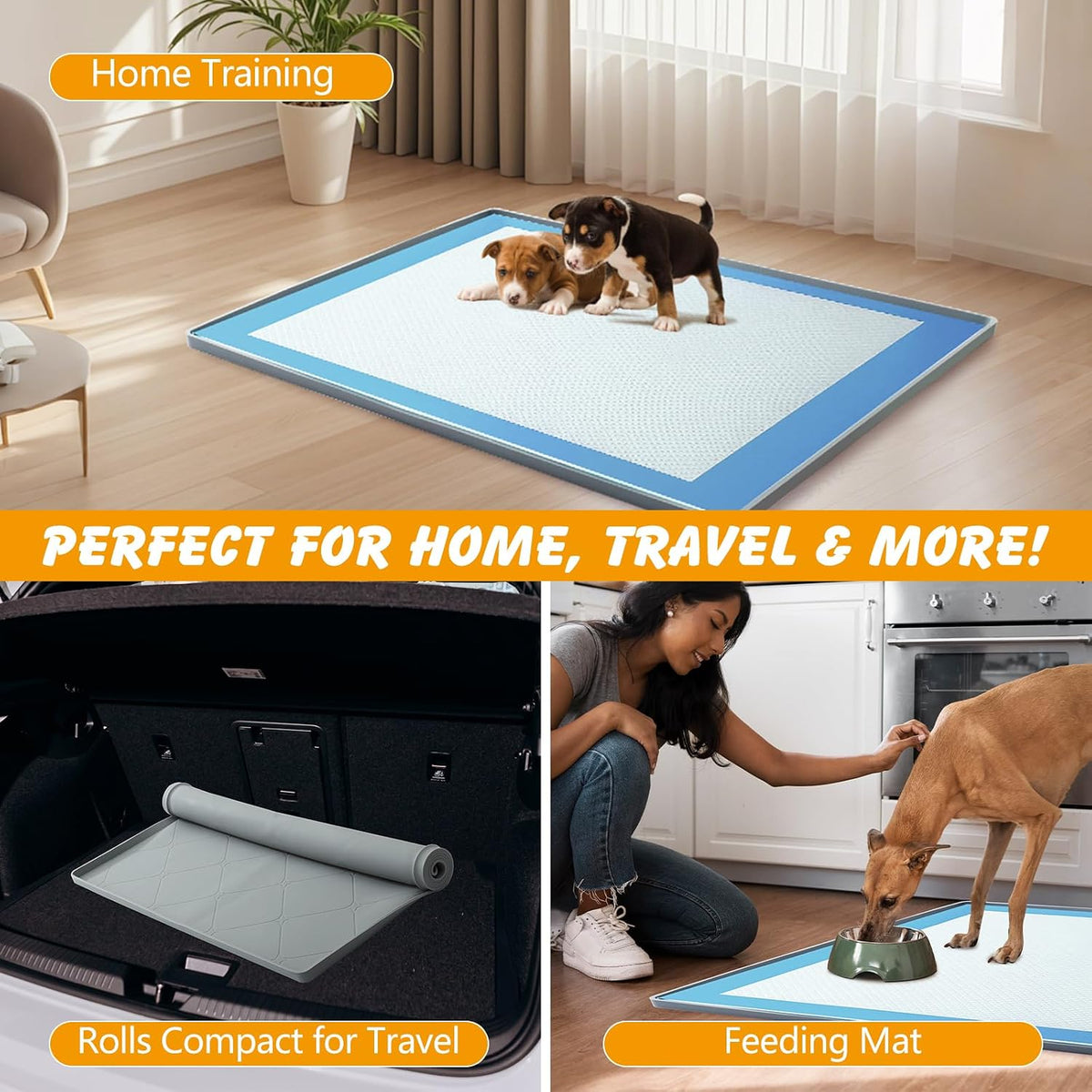 Silicone Dog Pee Pad Holder for 24 x 24 in Pads, Leak-Proof Tray