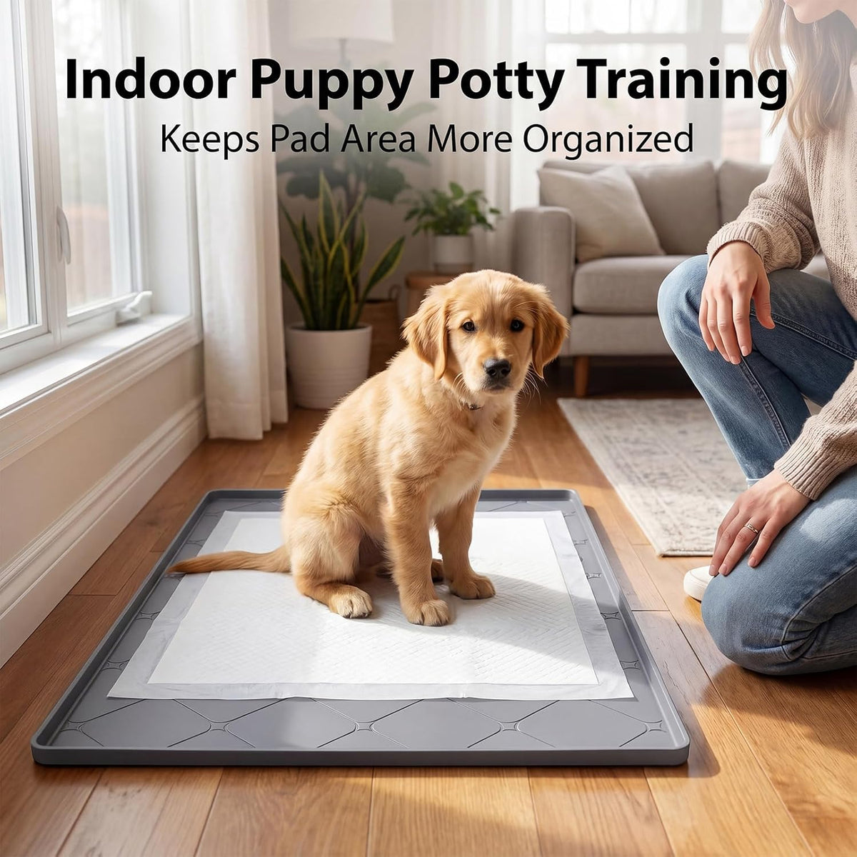 Silicone Dog Pee Pad Holder for 24 x 24 in Pads, Leak-Proof Tray
