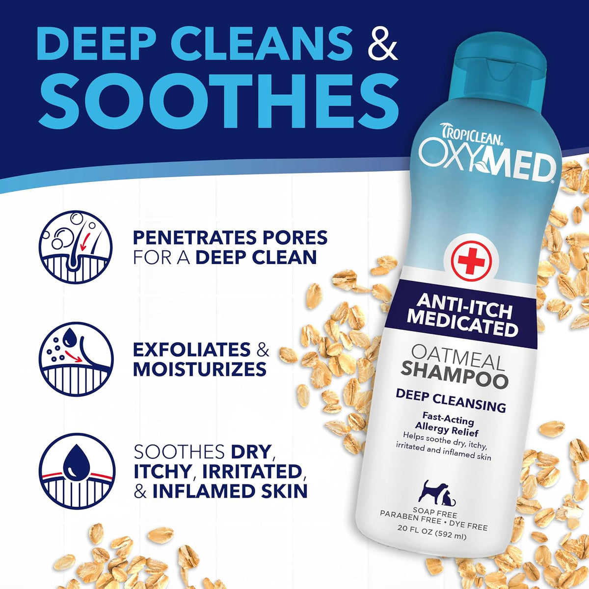 OxyMed Medicated Dog Shampoo, Soothing Oatmeal Formula, 20oz