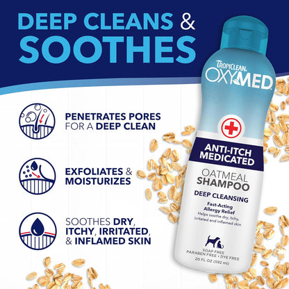 OxyMed Medicated Dog Shampoo, Soothing Oatmeal Formula, 20oz