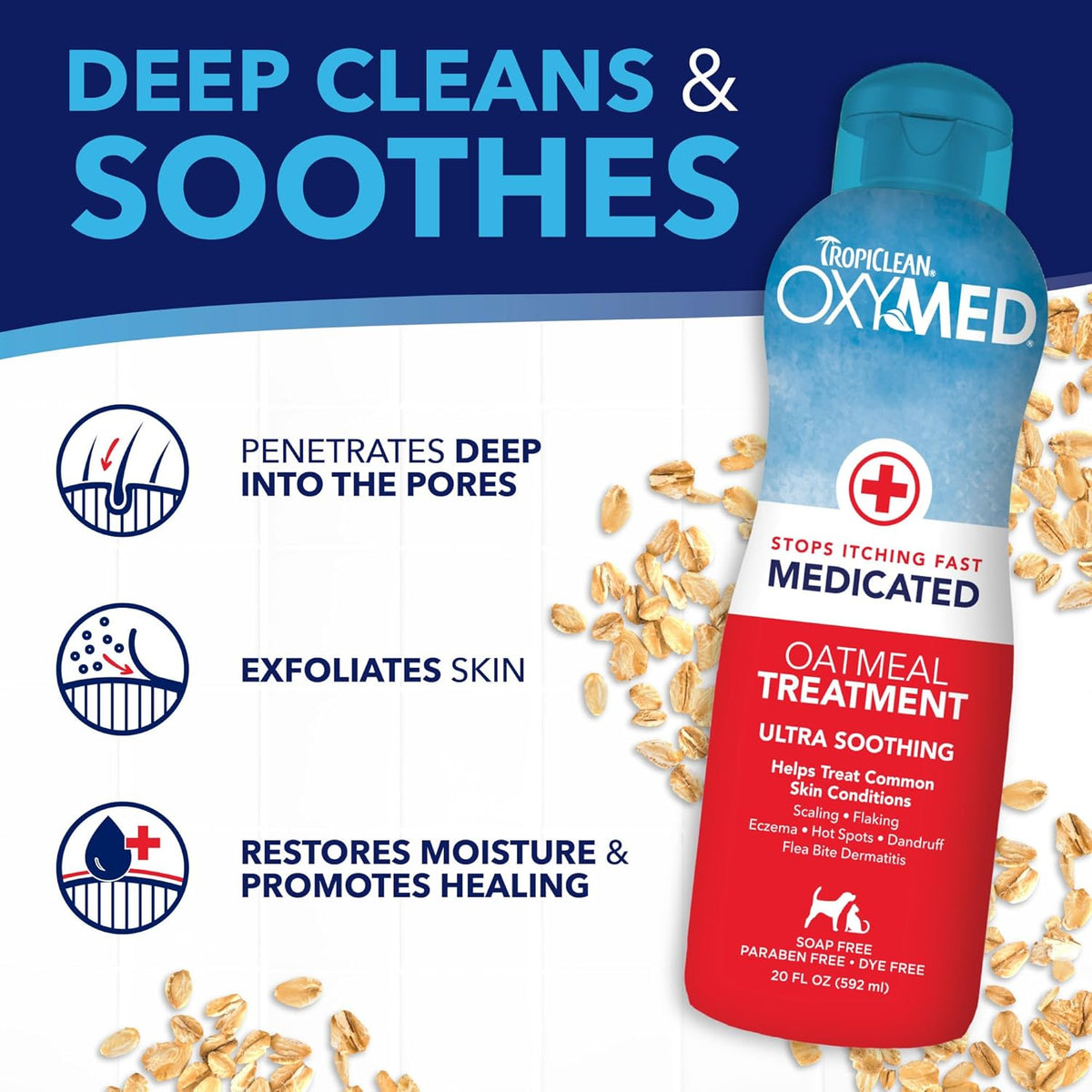 OxyMed Medicated Dog Shampoo, Soothing Oatmeal Formula, 20oz