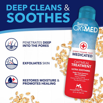 OxyMed Medicated Dog Shampoo, Soothing Oatmeal Formula, 20oz