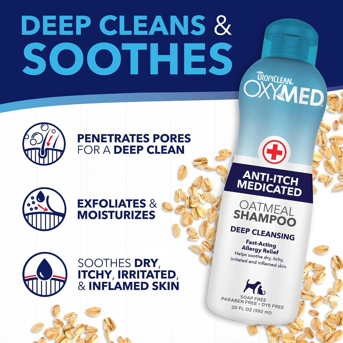 OxyMed Medicated Dog Shampoo, Soothing Oatmeal Formula, 20oz