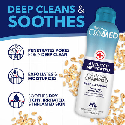 OxyMed Medicated Dog Shampoo, Soothing Oatmeal Formula, 20oz