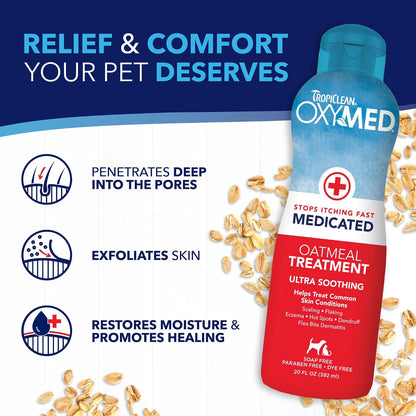 OxyMed Medicated Dog Shampoo, Soothing Oatmeal Formula, 20oz