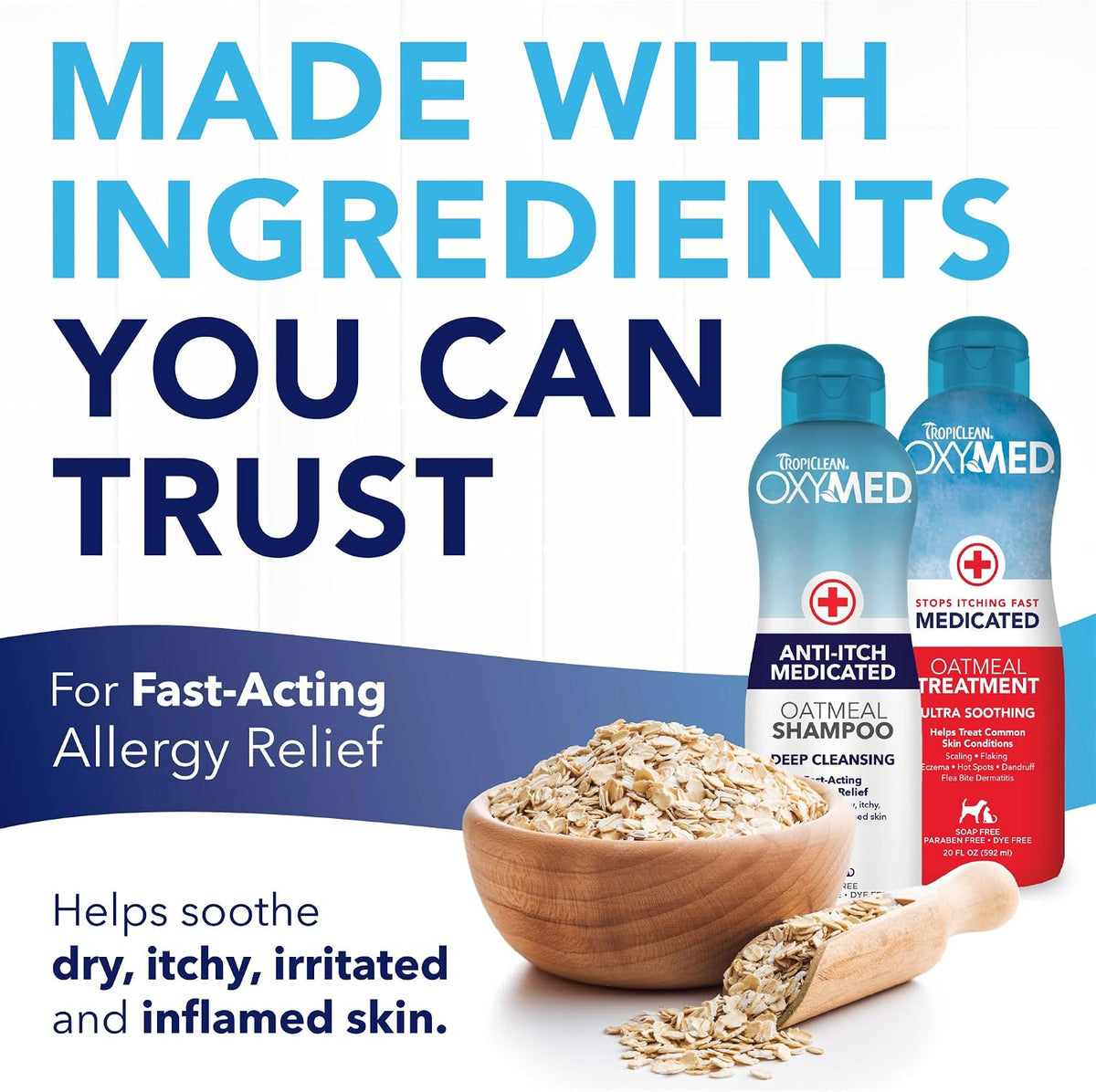 OxyMed Medicated Dog Shampoo, Soothing Oatmeal Formula, 20oz
