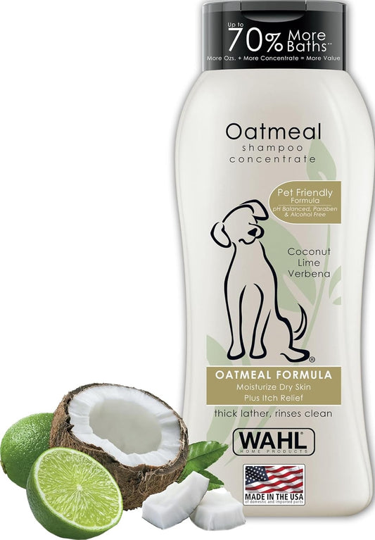 USA Dry Skin & Itch Relief Pet Shampoo for Dogs – Oatmeal Formula with Coconut Lime Verbena Scent & Pet Friendly Formula, 24 Oz - Model 820004A