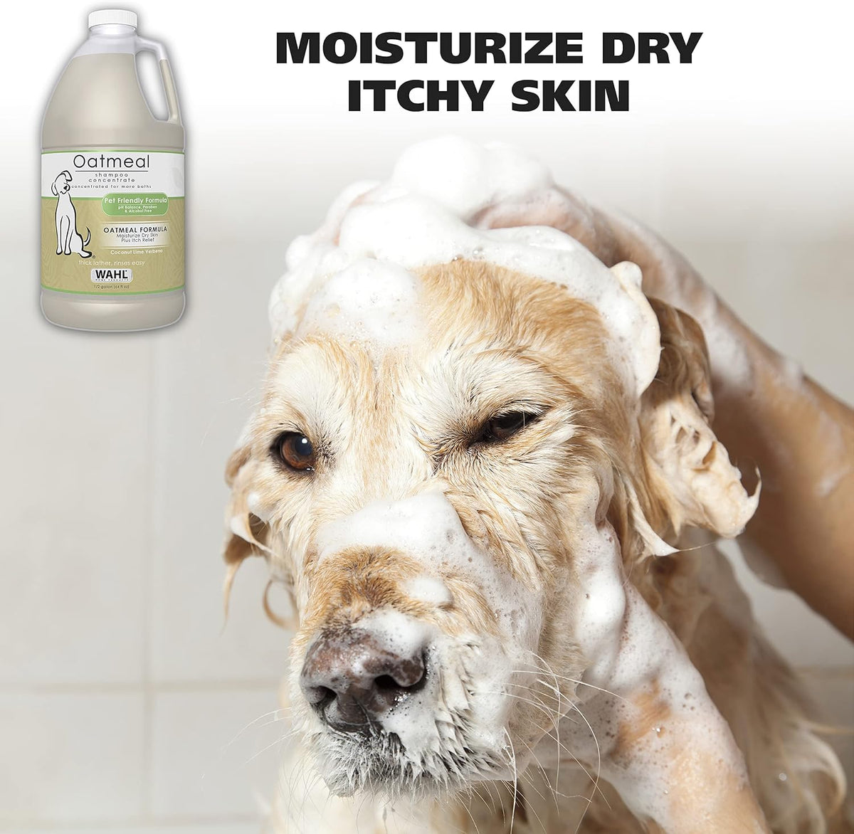 USA Dry Skin & Itch Relief Pet Shampoo for Dogs – Oatmeal Formula with Coconut Lime Verbena Scent & Pet Friendly Formula, 24 Oz - Model 820004A