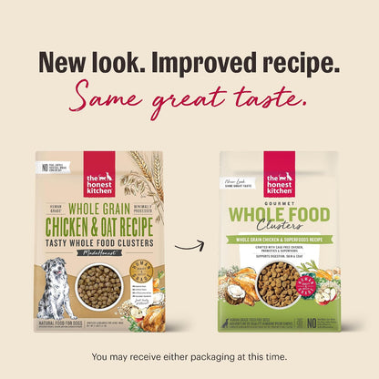 Whole Grain Chicken & Superfoods Whole Food Clusters, Vet Crafted Human Grade Dry Dog Food, Skin, Coat, Digestion & Healthy Weight, Trial Size, 1 lb Bag