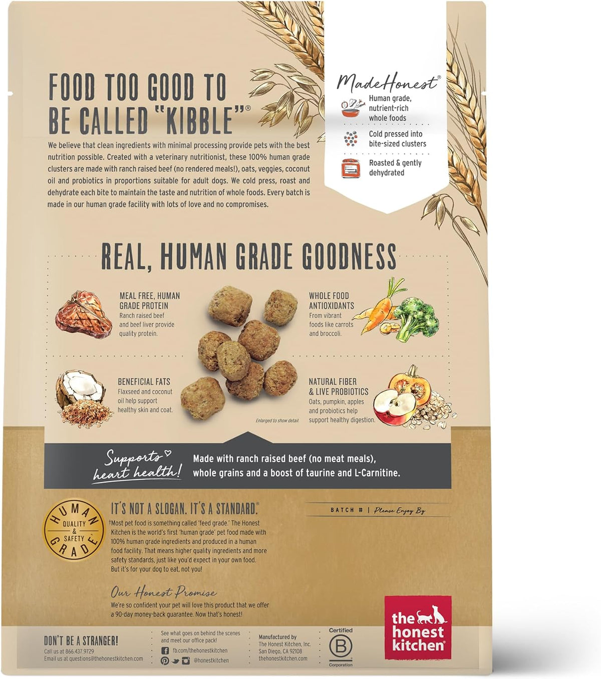 Whole Grain Chicken & Superfoods Whole Food Clusters, Vet Crafted Human Grade Dry Dog Food, Skin, Coat, Digestion & Healthy Weight, Trial Size, 1 lb Bag