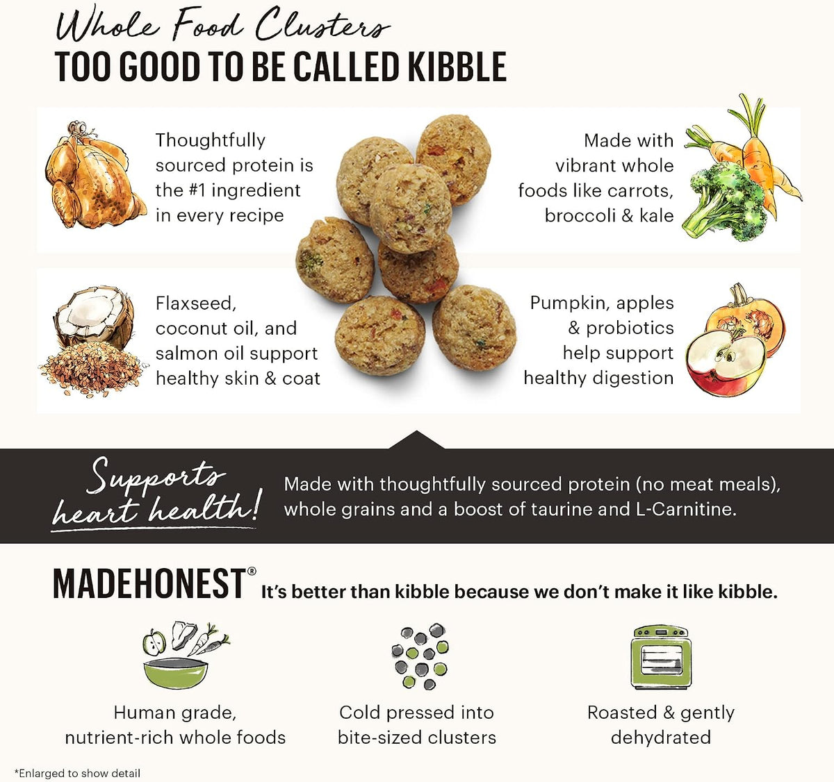 Whole Grain Chicken & Superfoods Whole Food Clusters, Vet Crafted Human Grade Dry Dog Food, Skin, Coat, Digestion & Healthy Weight, Trial Size, 1 lb Bag