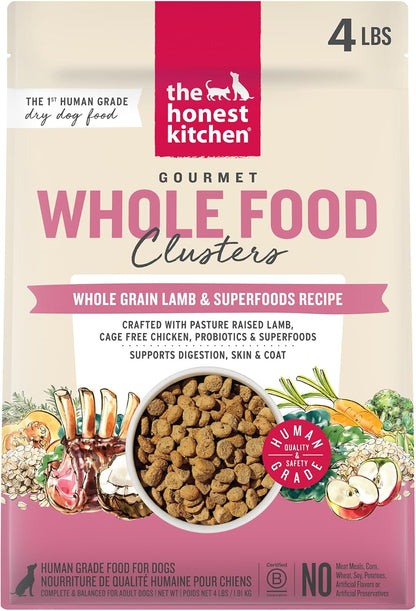 Whole Grain Chicken & Superfoods Whole Food Clusters, Vet Crafted Human Grade Dry Dog Food, Skin, Coat, Digestion & Healthy Weight, Trial Size, 1 lb Bag