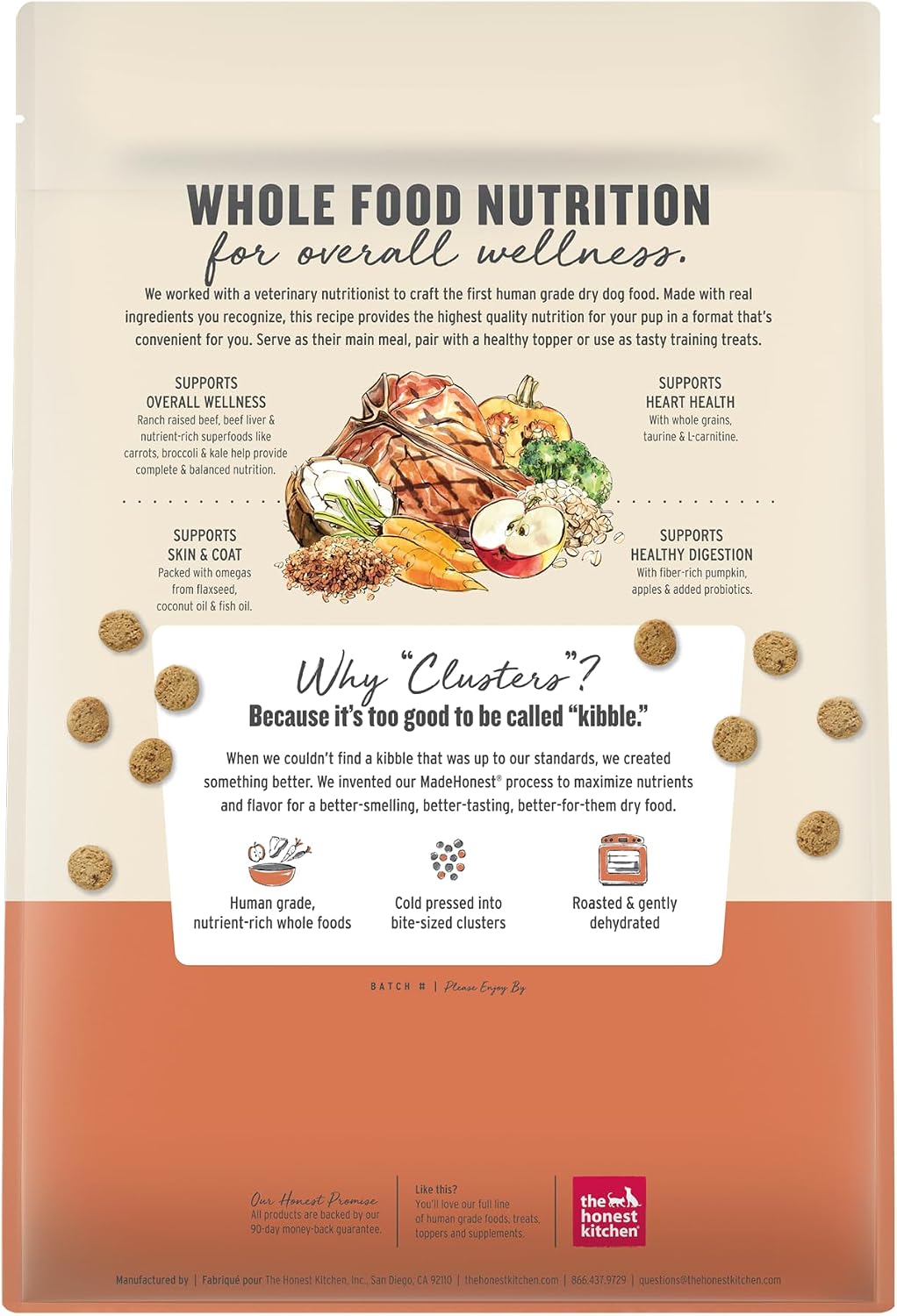Whole Grain Chicken & Superfoods Whole Food Clusters, Vet Crafted Human Grade Dry Dog Food, Skin, Coat, Digestion & Healthy Weight, Trial Size, 1 lb Bag