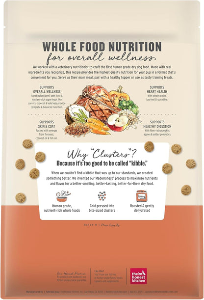 Whole Grain Chicken & Superfoods Whole Food Clusters, Vet Crafted Human Grade Dry Dog Food, Skin, Coat, Digestion & Healthy Weight, Trial Size, 1 lb Bag