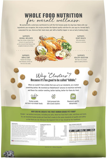 Whole Grain Chicken & Superfoods Whole Food Clusters, Vet Crafted Human Grade Dry Dog Food, Skin, Coat, Digestion & Healthy Weight, Trial Size, 1 lb Bag